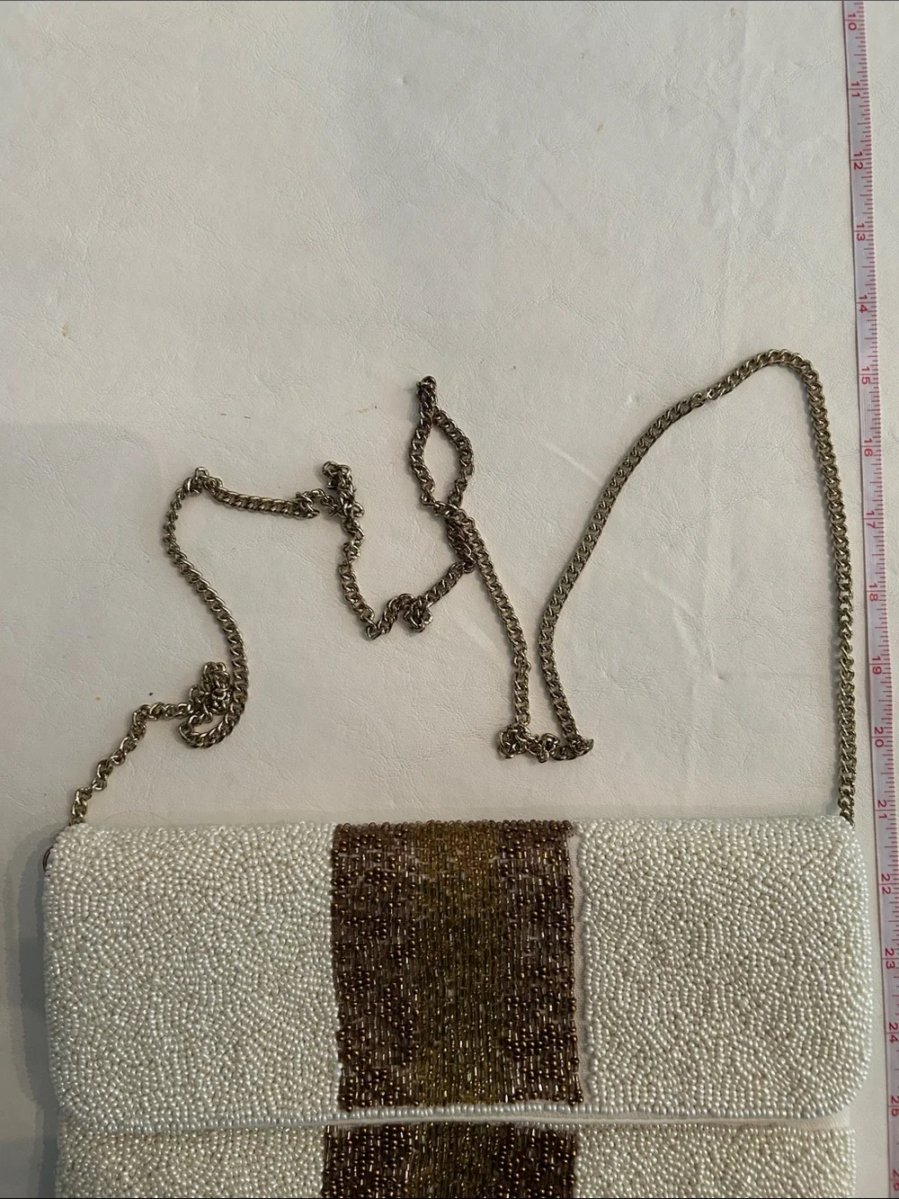 Beaded White and Brown Purse